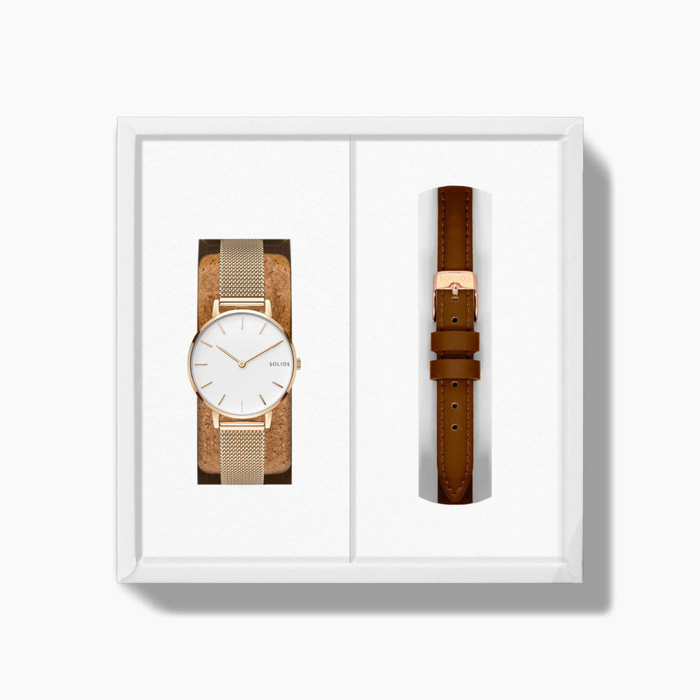 The Solar Mini Bundle | White Dial - Rose Gold Case